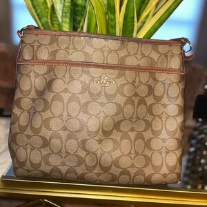 Coach Brown and Tan Signature Bag